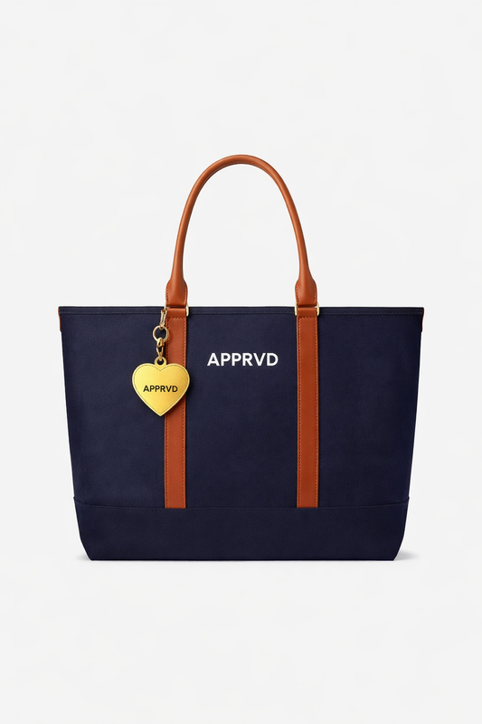 APPRVD DARK BLUE DENIM LEATHER TOTE BAG